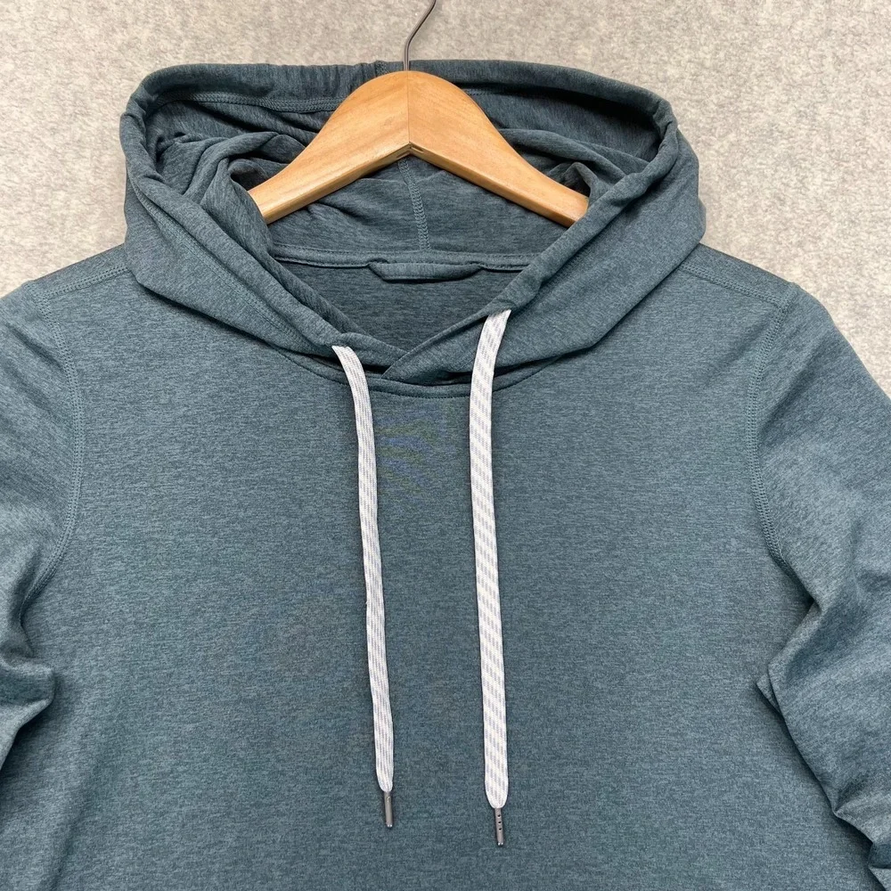 Vuori Mens Halo Essential Pullover Hoodie Teal Green Long Sleeve Performance M